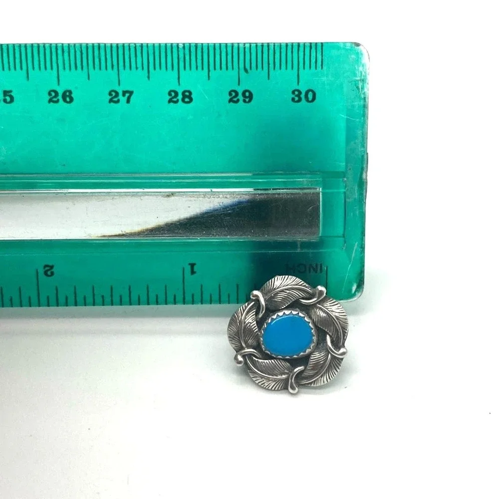 Vintage Old Navajo Sterling Turquoise pierced earrings signed AY‎